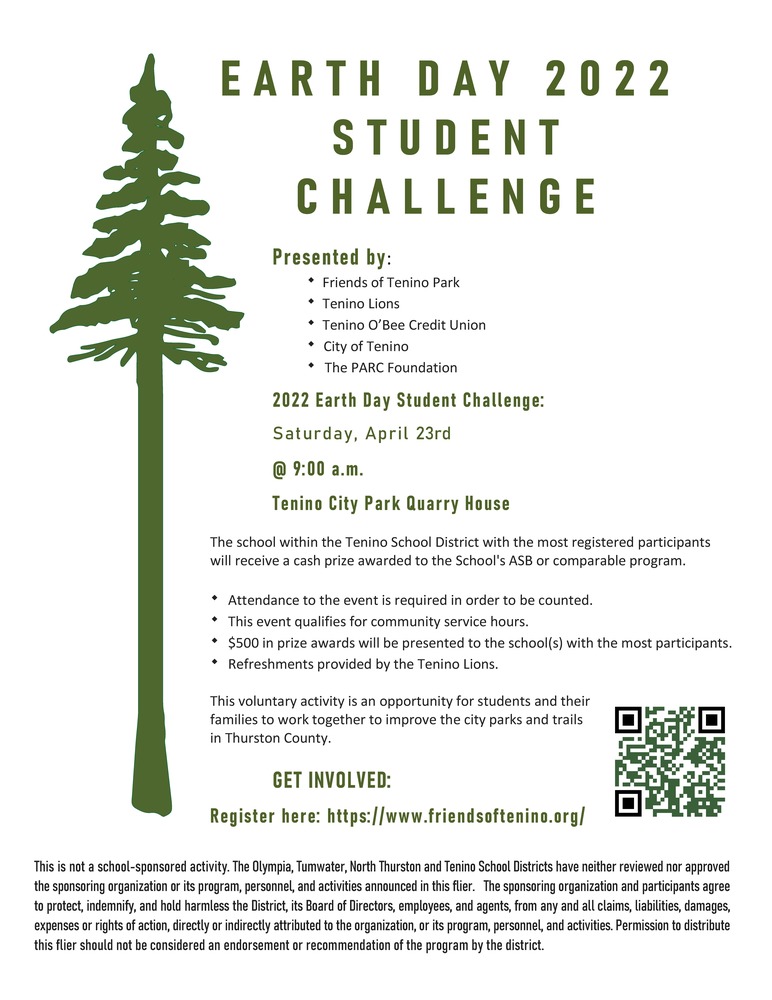 Friends of Tenino Parks | Earth Day Student Challenge