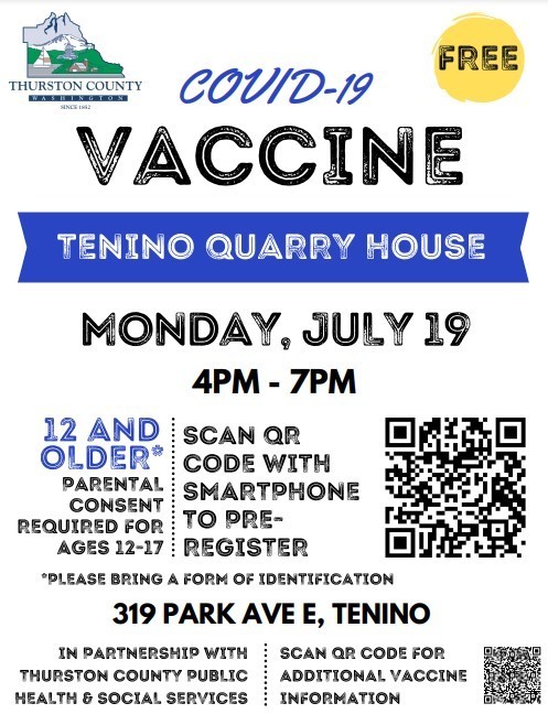 COVID-19 Vaccine Clinic July 19th 4pm-7pm