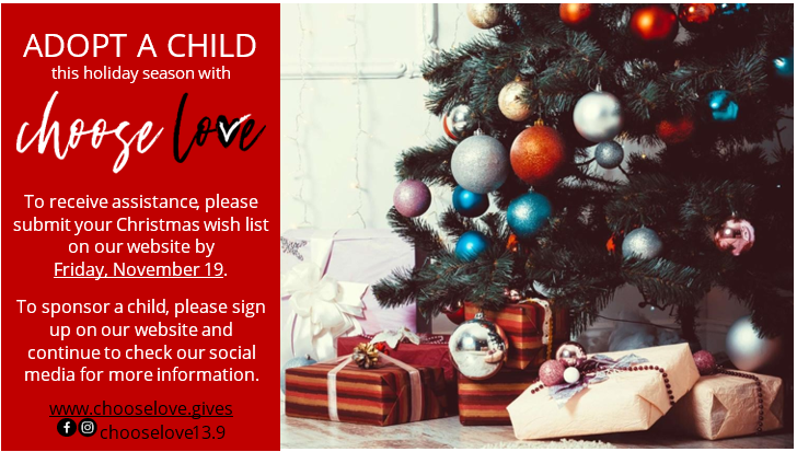 Flyer for Choose Love Adopt a Child