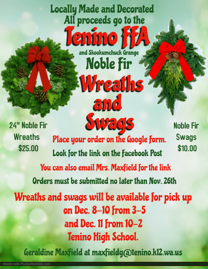 Flyer for Tenino FFA wreath sale.