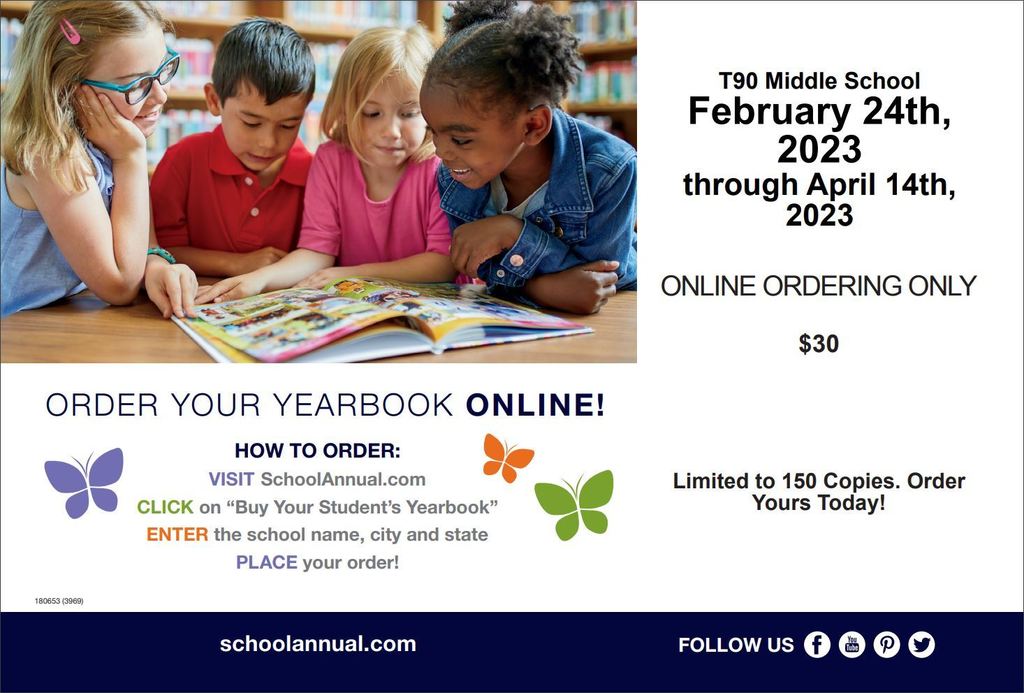 Information about online ordering for 22-23 TMS Yearbook. Schoolannual.com